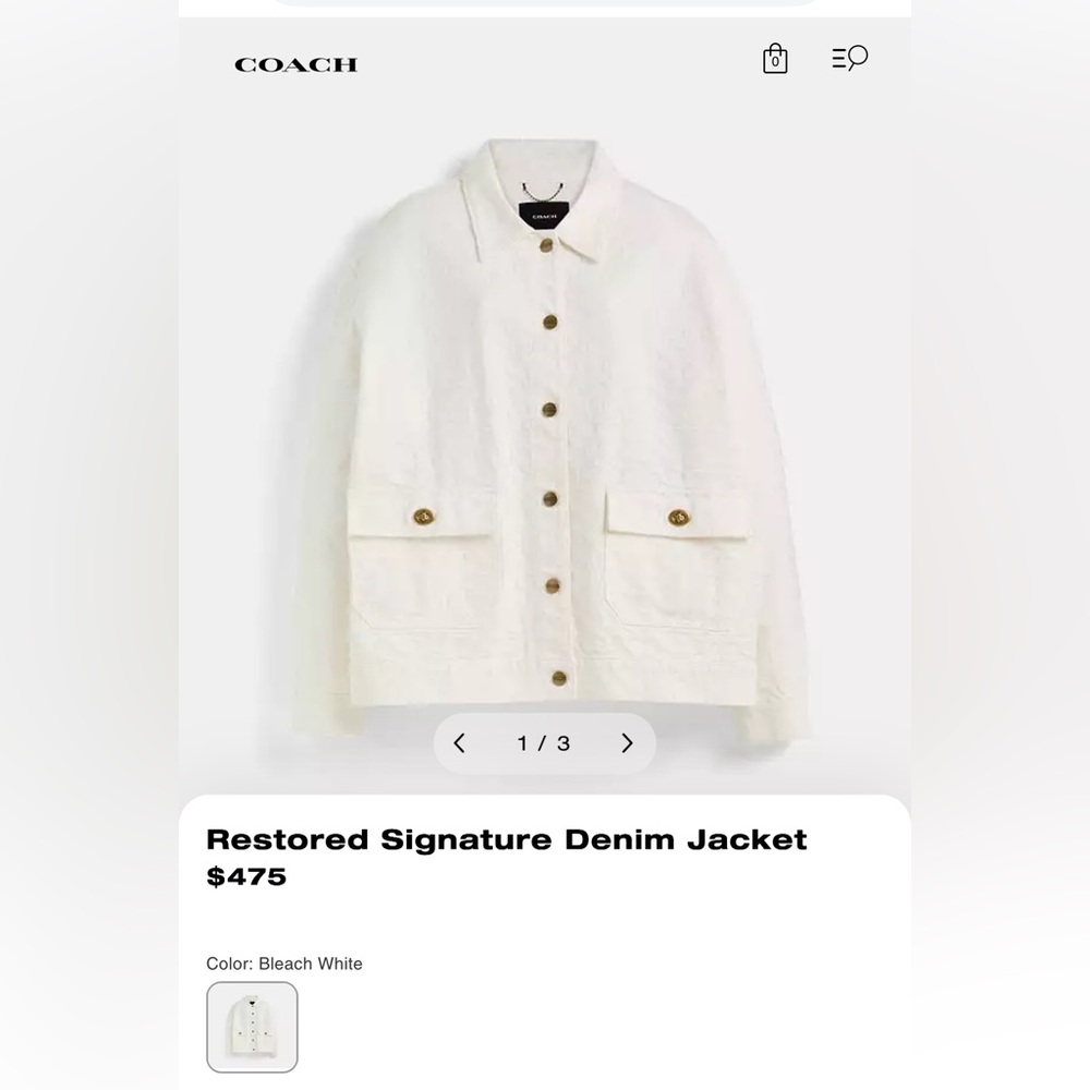 Coach White Denim Jacket